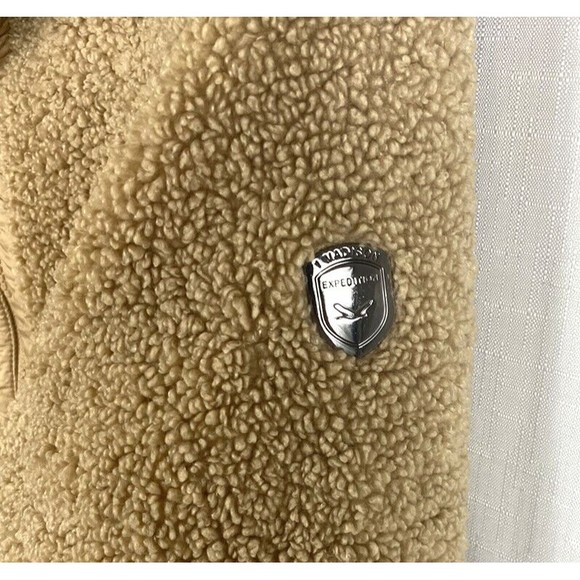 1 Madison Expedition Teddy Jacket Coat Women’s Medium Hooded Full Zip Tan - Picture 3 of 12